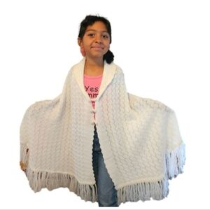 Hand Crafted upcycled white handmade crochet  3button chest Wavy Swim cover-up